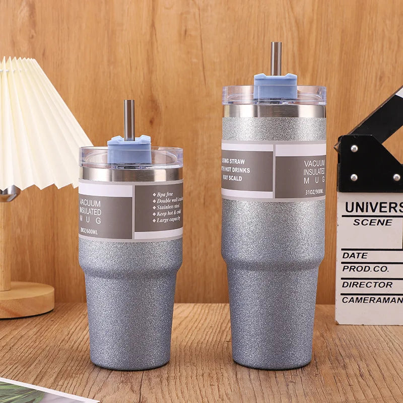 Coffee Cup Thermos with Straw