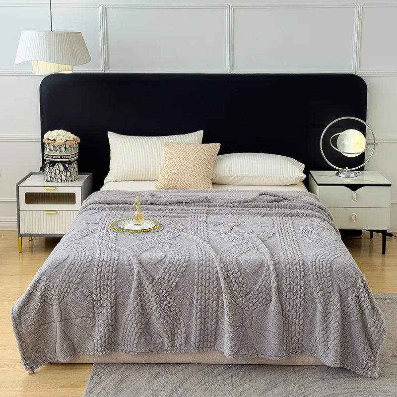 Jacquard Coral Velvet Sofa Cover Blanket