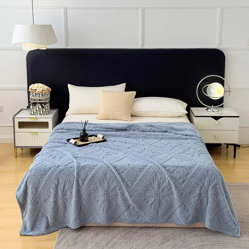 Jacquard Coral Velvet Sofa Cover Blanket