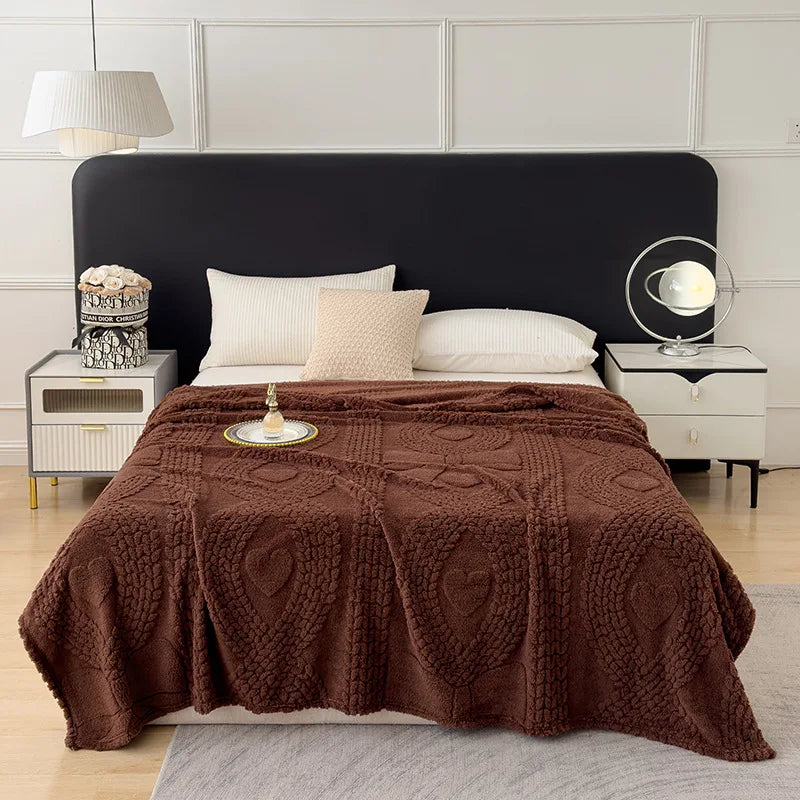 Jacquard Coral Velvet Sofa Cover Blanket