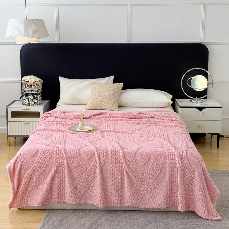 Jacquard Coral Velvet Sofa Cover Blanket