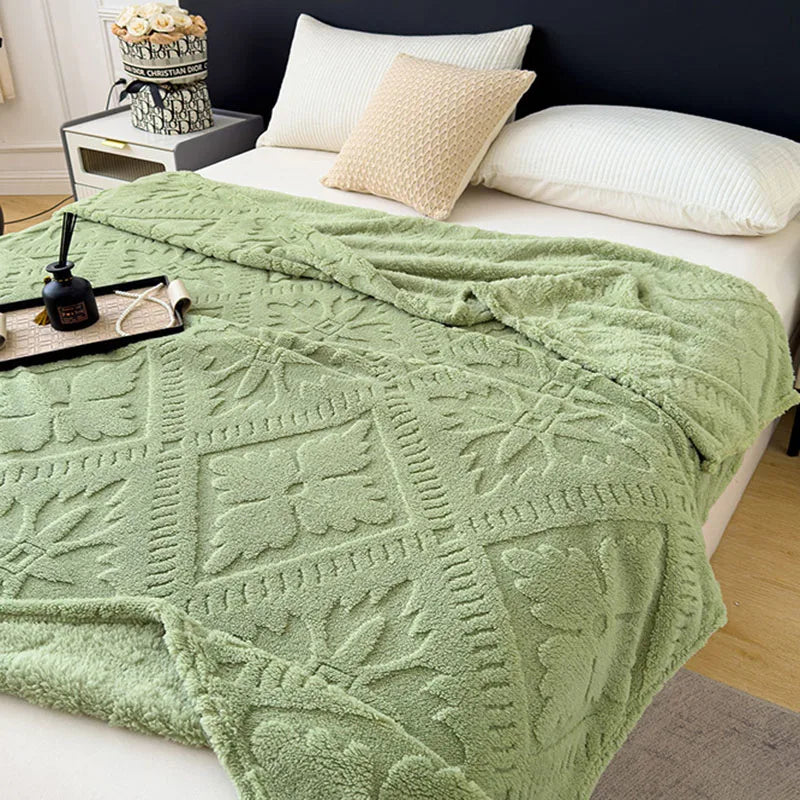 Jacquard Coral Velvet Sofa Cover Blanket
