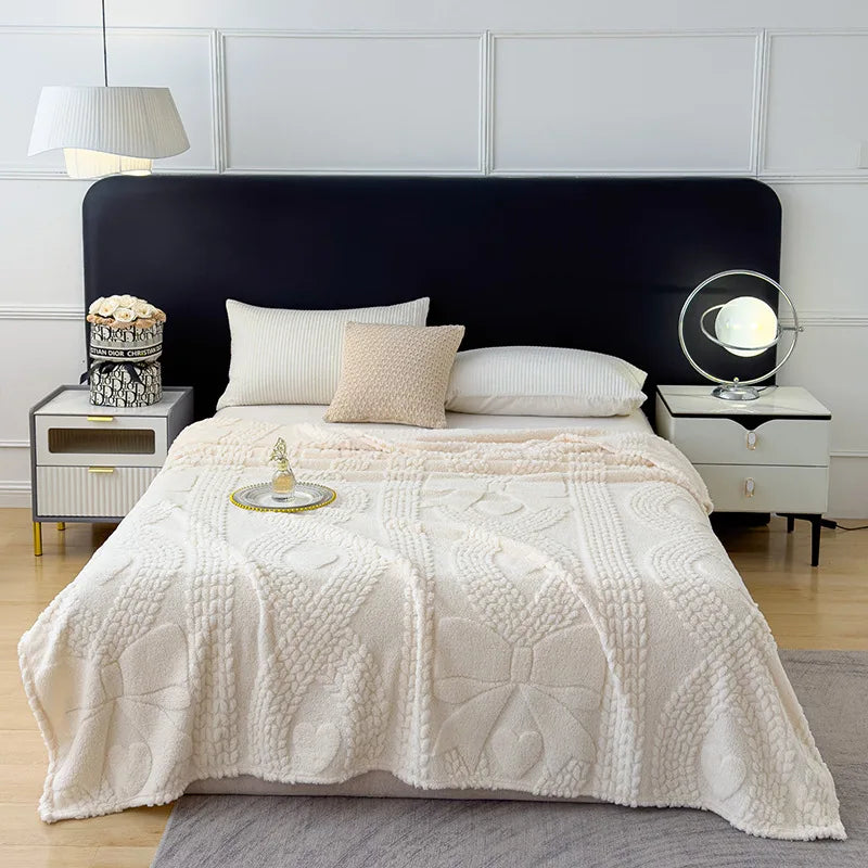 Jacquard Coral Velvet Sofa Cover Blanket