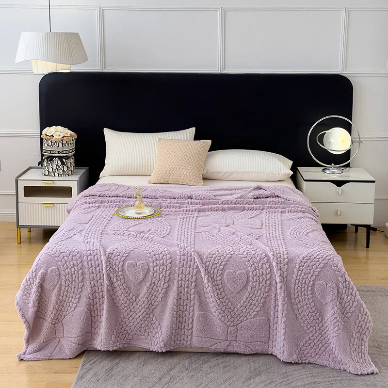 Jacquard Coral Velvet Sofa Cover Blanket