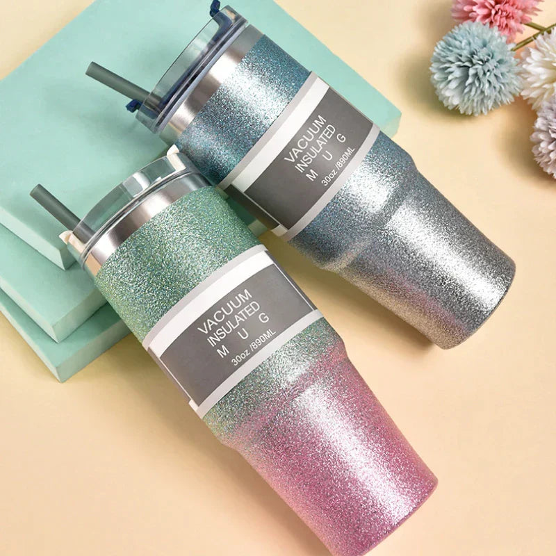 Coffee Cup Thermos with Straw