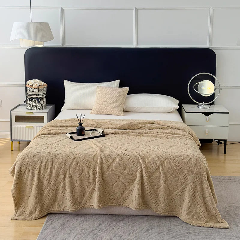 Jacquard Coral Velvet Sofa Cover Blanket