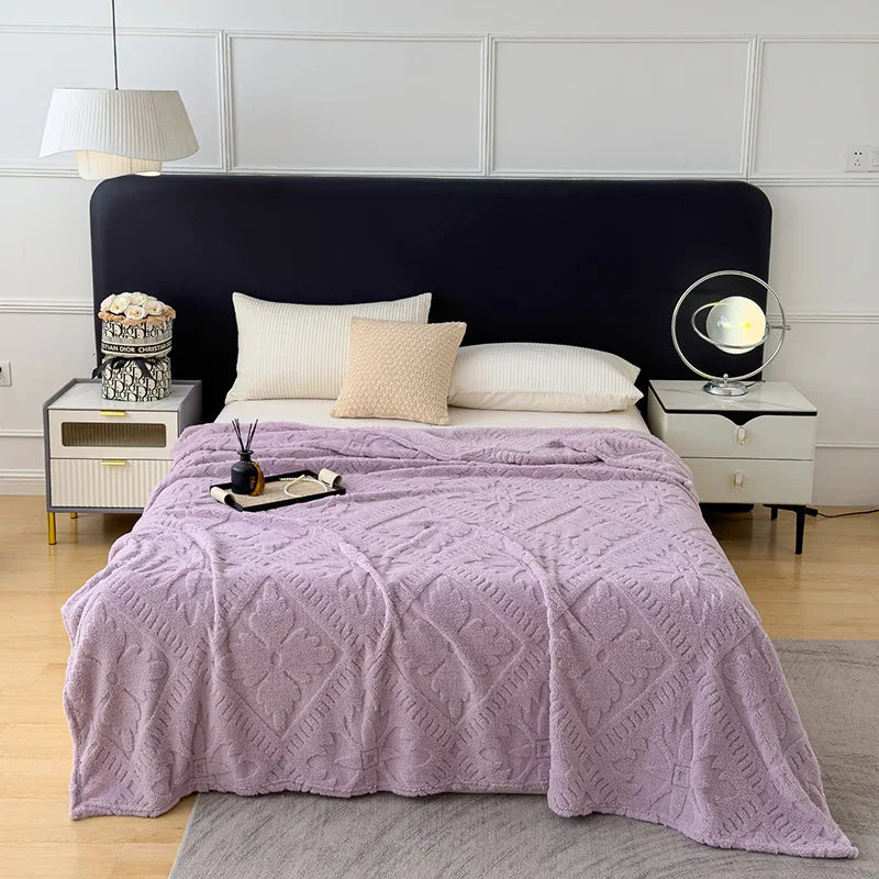 Jacquard Coral Velvet Sofa Cover Blanket