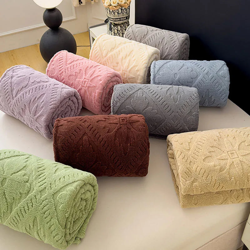 Jacquard Coral Velvet Sofa Cover Blanket