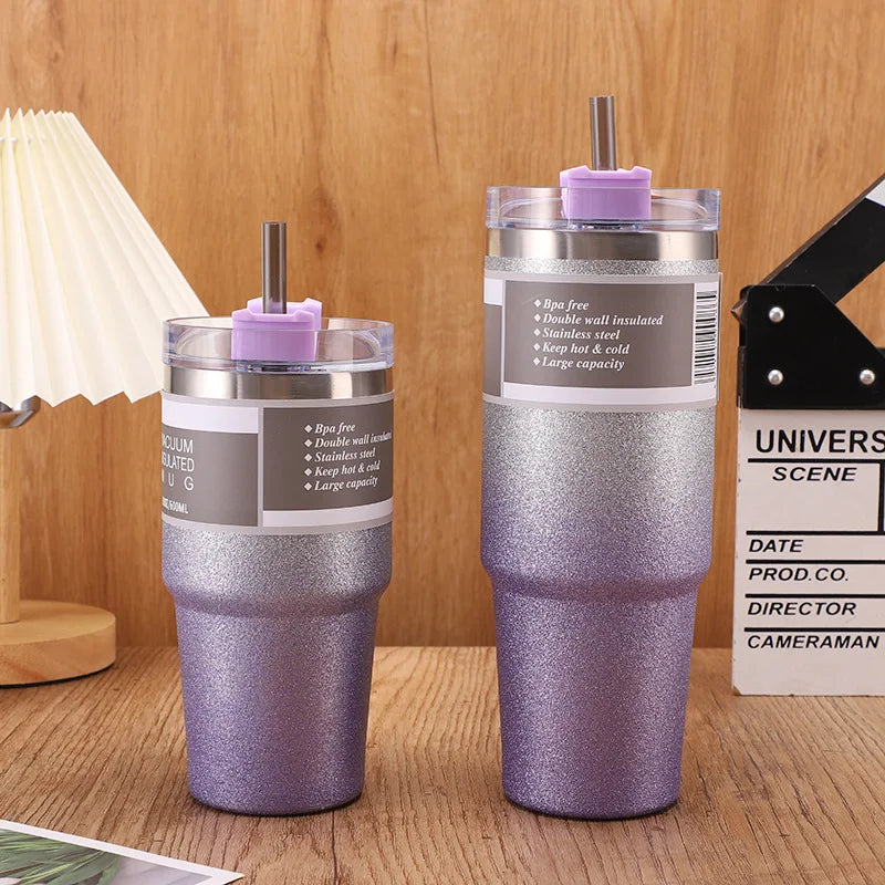 Coffee Cup Thermos with Straw