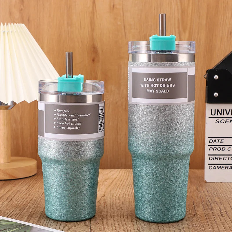 Coffee Cup Thermos with Straw