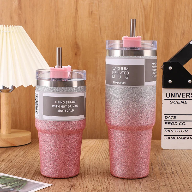 Coffee Cup Thermos with Straw