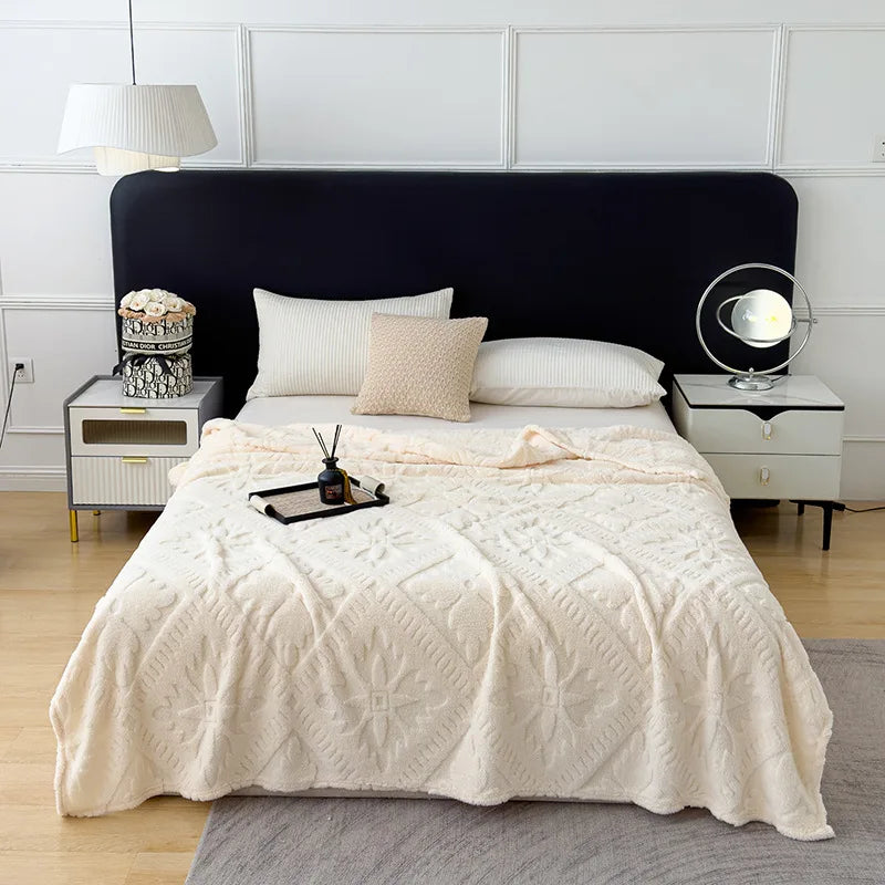 Jacquard Coral Velvet Sofa Cover Blanket