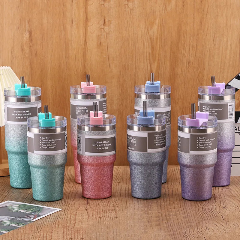 Coffee Cup Thermos with Straw