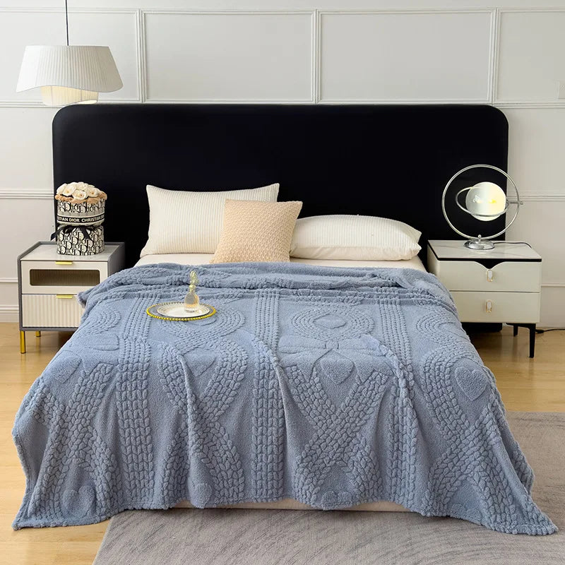 Jacquard Coral Velvet Sofa Cover Blanket