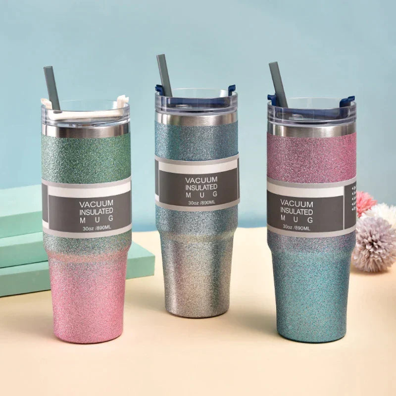 Coffee Cup Thermos with Straw
