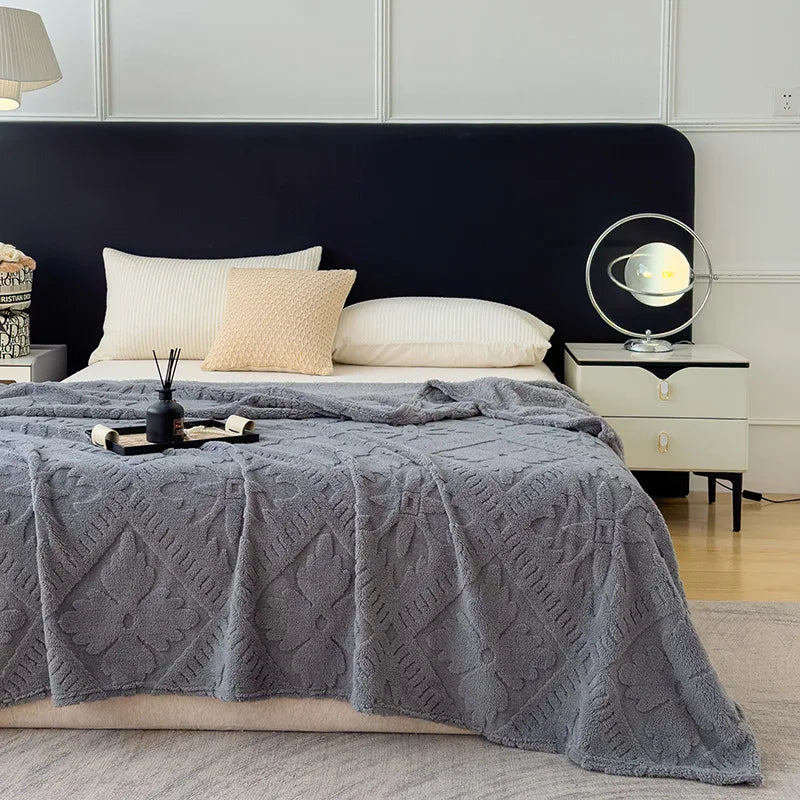 Jacquard Coral Velvet Sofa Cover Blanket