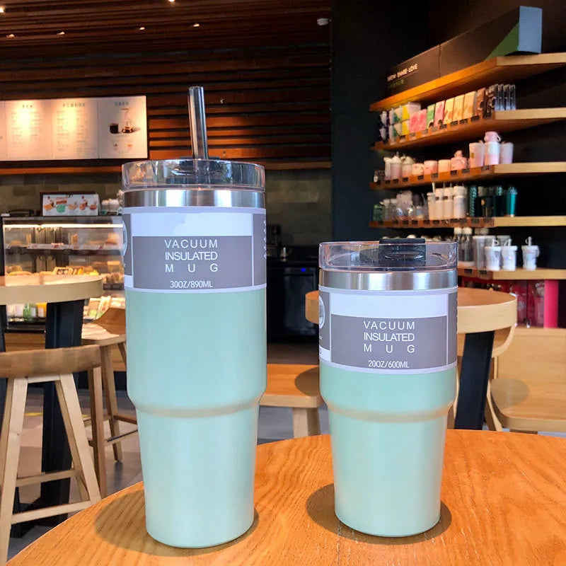 Coffee Cup Thermos with Straw