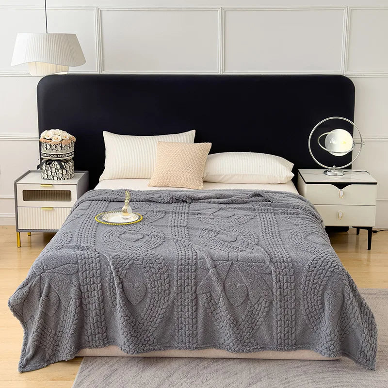 Jacquard Coral Velvet Sofa Cover Blanket