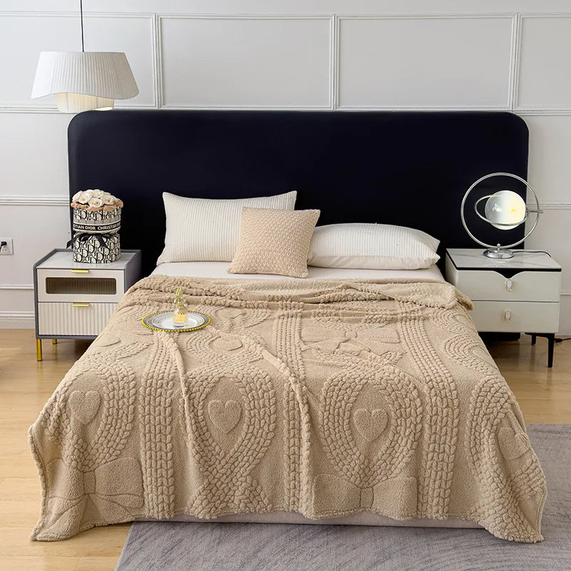 Jacquard Coral Velvet Sofa Cover Blanket