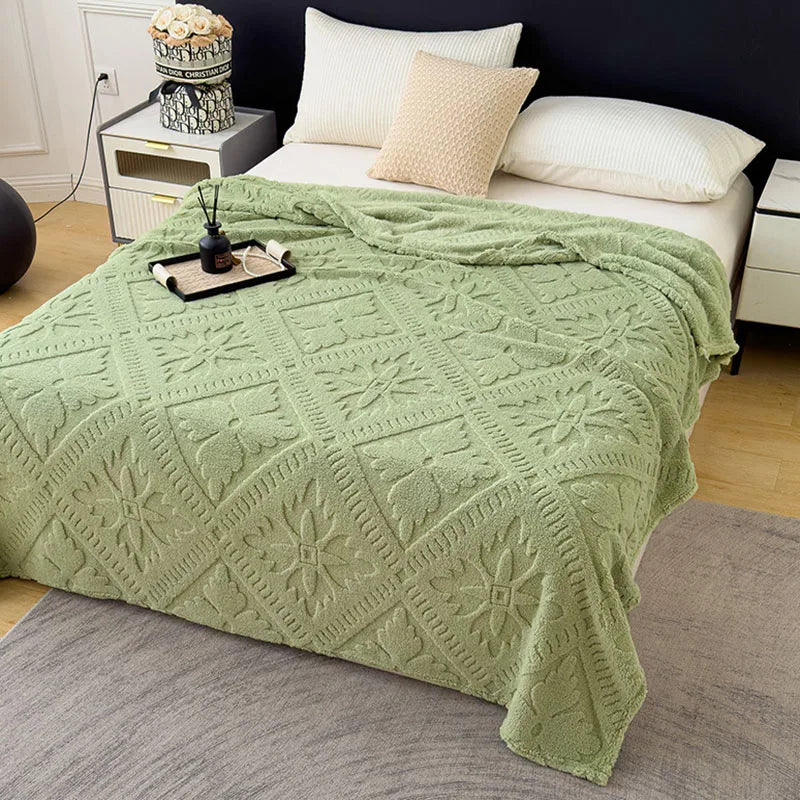 Jacquard Coral Velvet Sofa Cover Blanket
