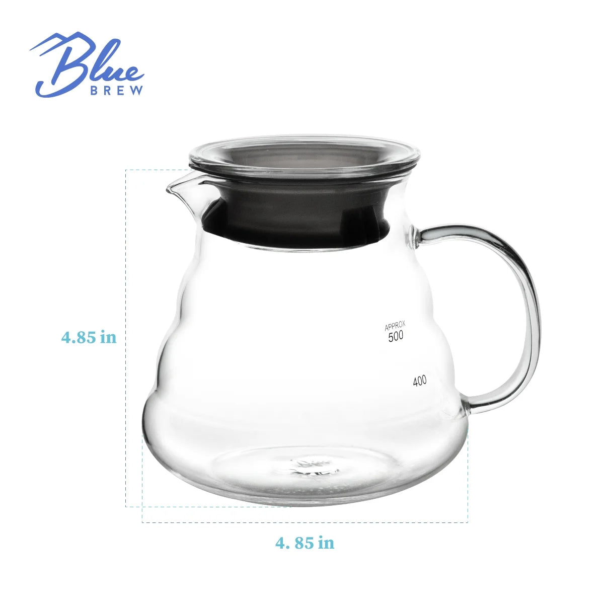 BLUE BREW Ceramic Pour Over Coffee Dripper & Borosilicate Glass Server Set