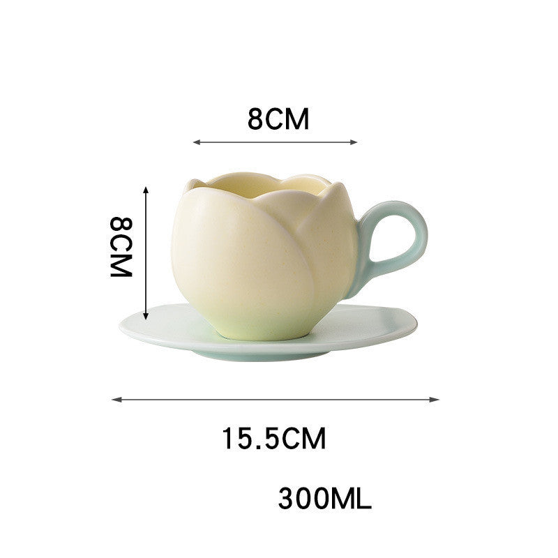 Ins Retro Tulip Coffee Cup And Saucer Set