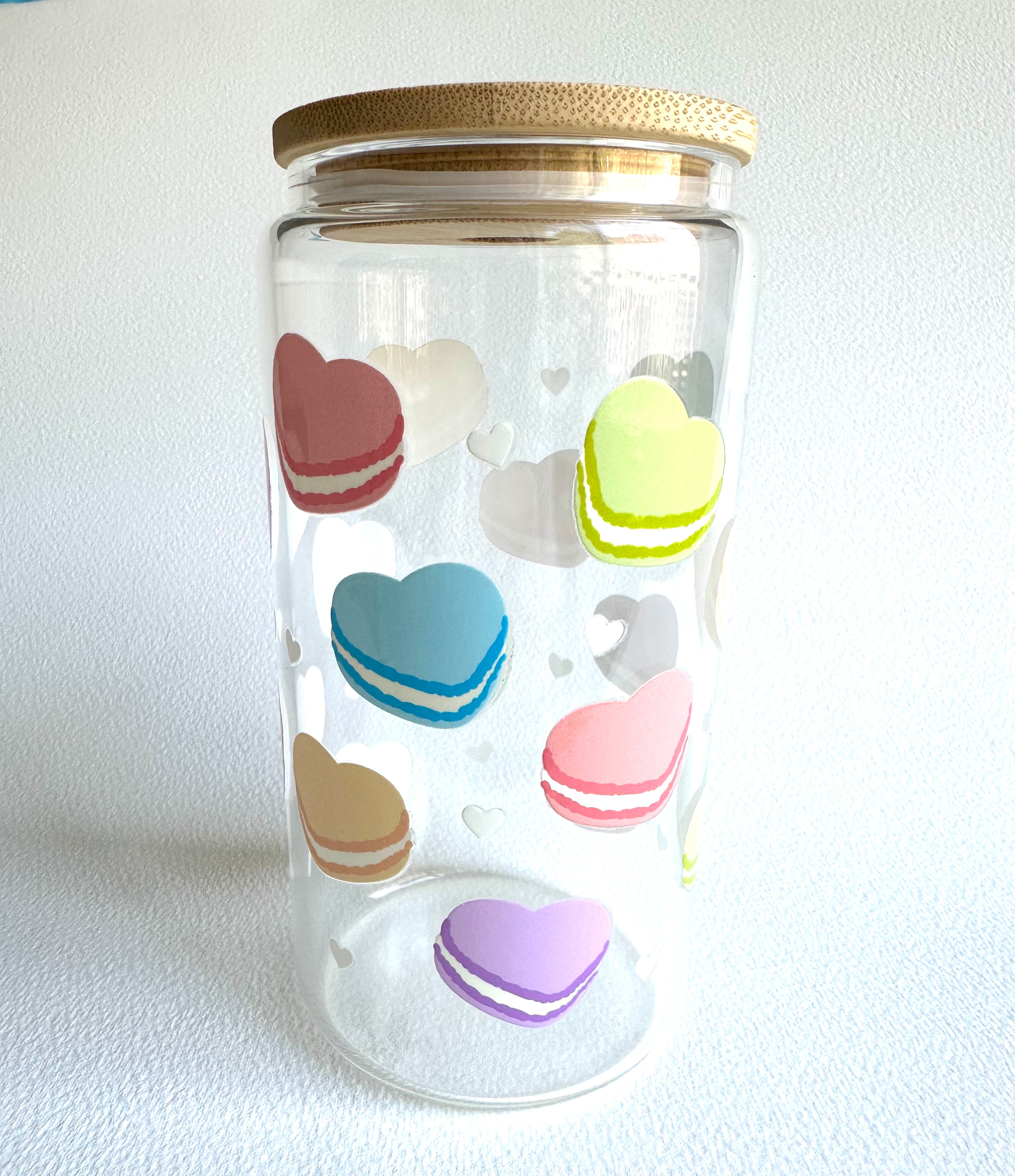 Heart Macarons 16 oz. Glass Cup