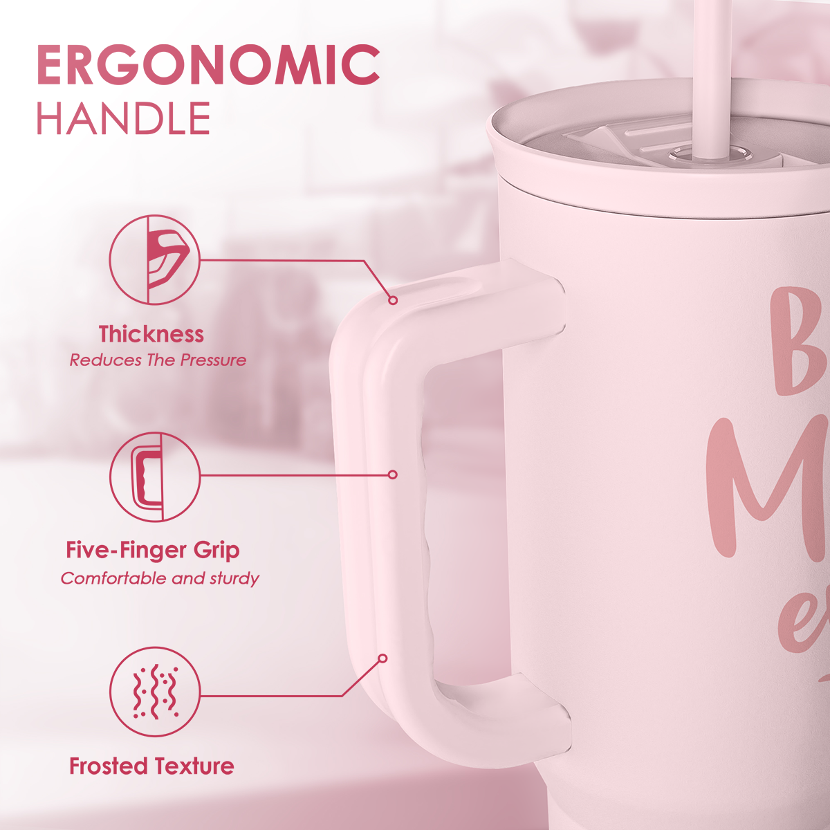 Best Mom Stainless Steel Tumbler with Handle, Travel Coffee Mug