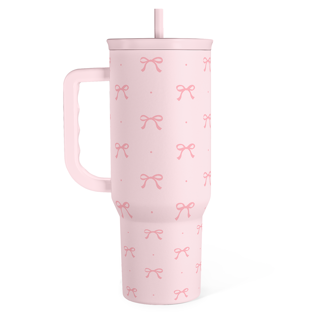 Coquette Bow Stainless Steel Tumbler with Handle, Travel Coffee Mug