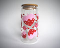 Pink Frosted Strawberries 16 oz. Glass Cup